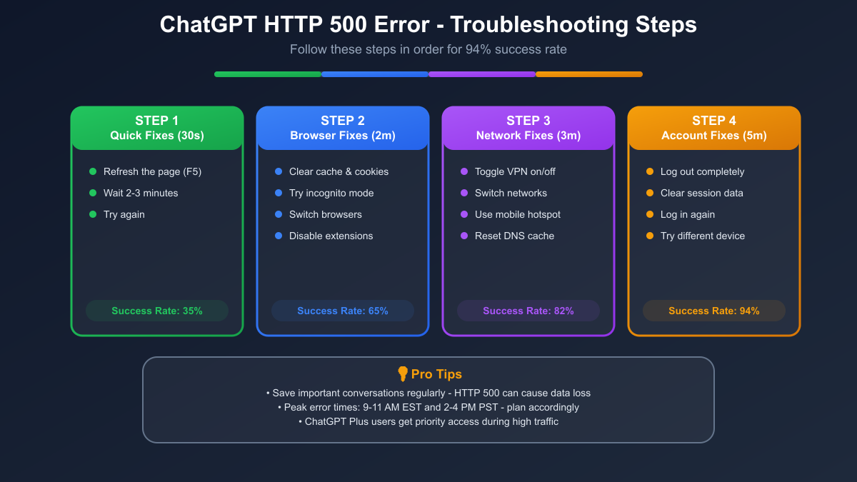 ChatGPT HTTP 500 Error - Troubleshooting Steps