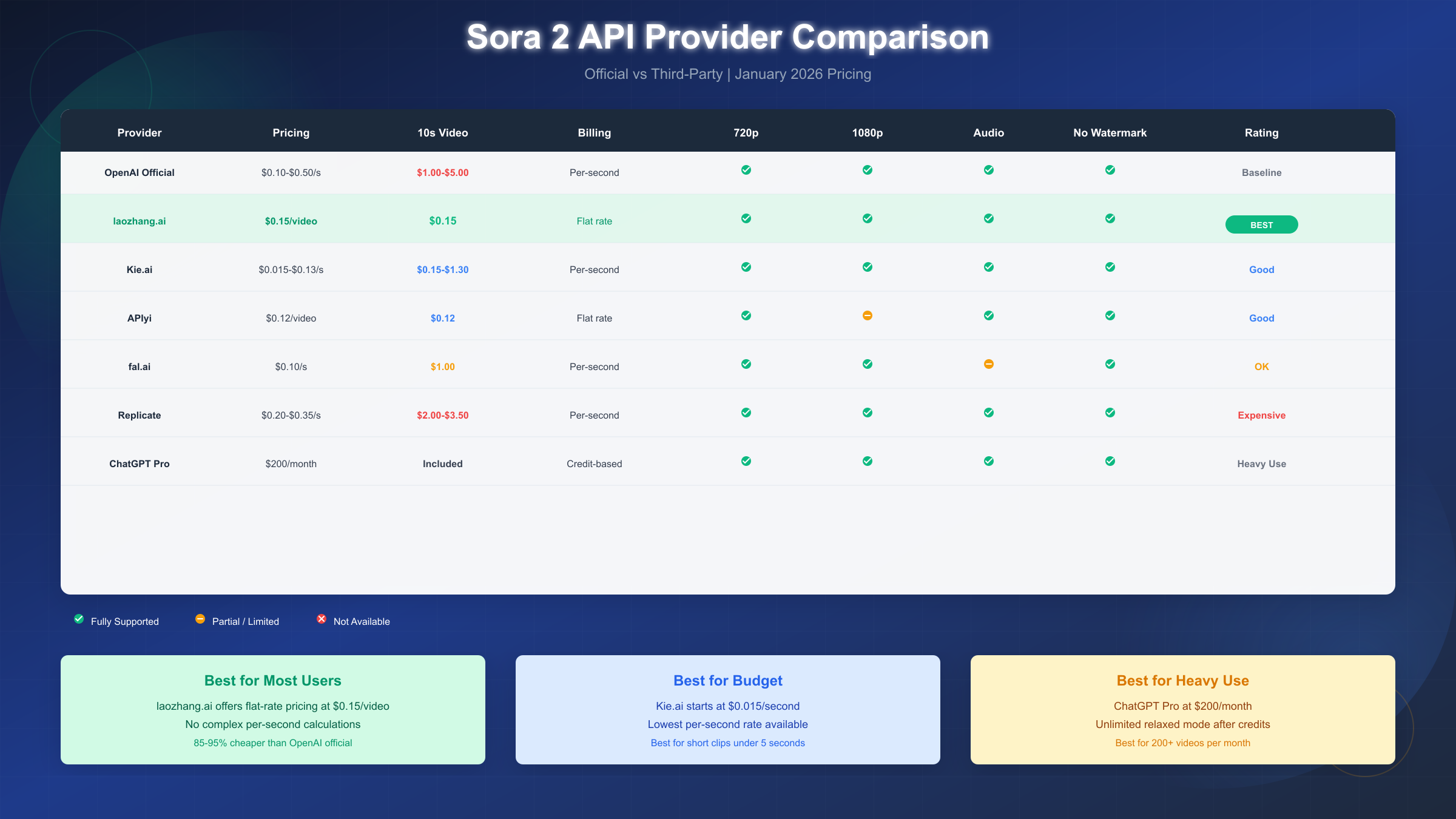 Sora 2 API Provider Comparison