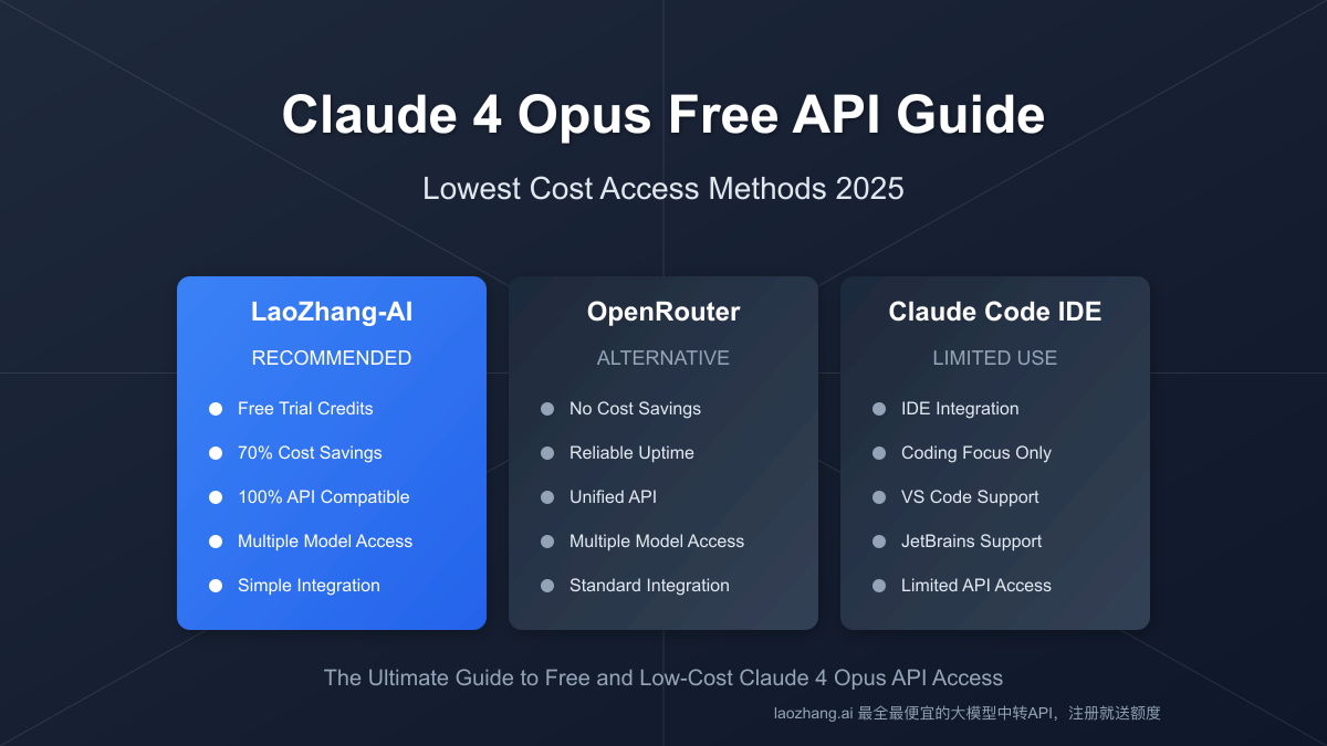 Claude 4 Opus Free API Guide 2025: Lowest Cost Access Methods