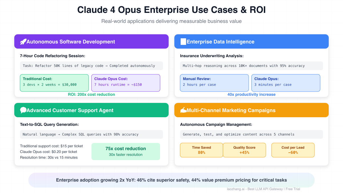 Claude 4 Opus Enterprise Use Cases & ROI