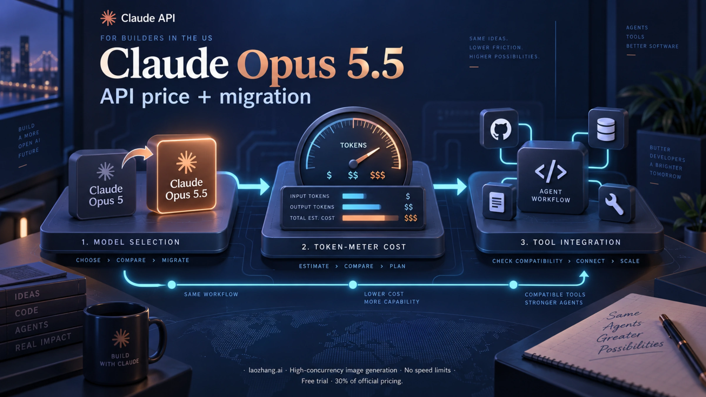 Illustrated Claude Opus 5.5 model switch with pricing and migration paths