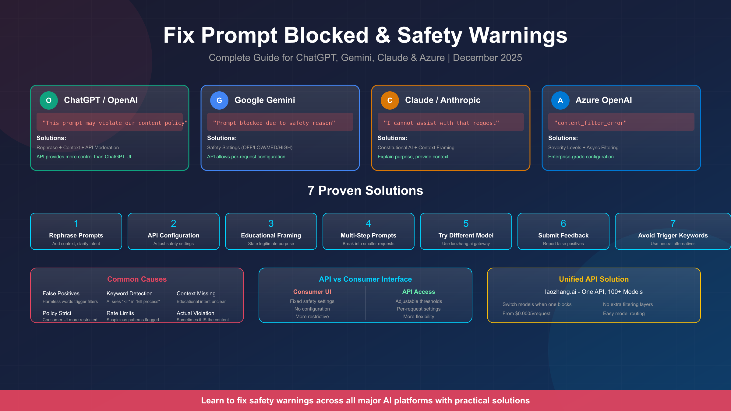 Fix 'Prompt Blocked' & Safety Warnings: Complete Guide for ChatGPT, Gemini, Claude & Azure (2025)