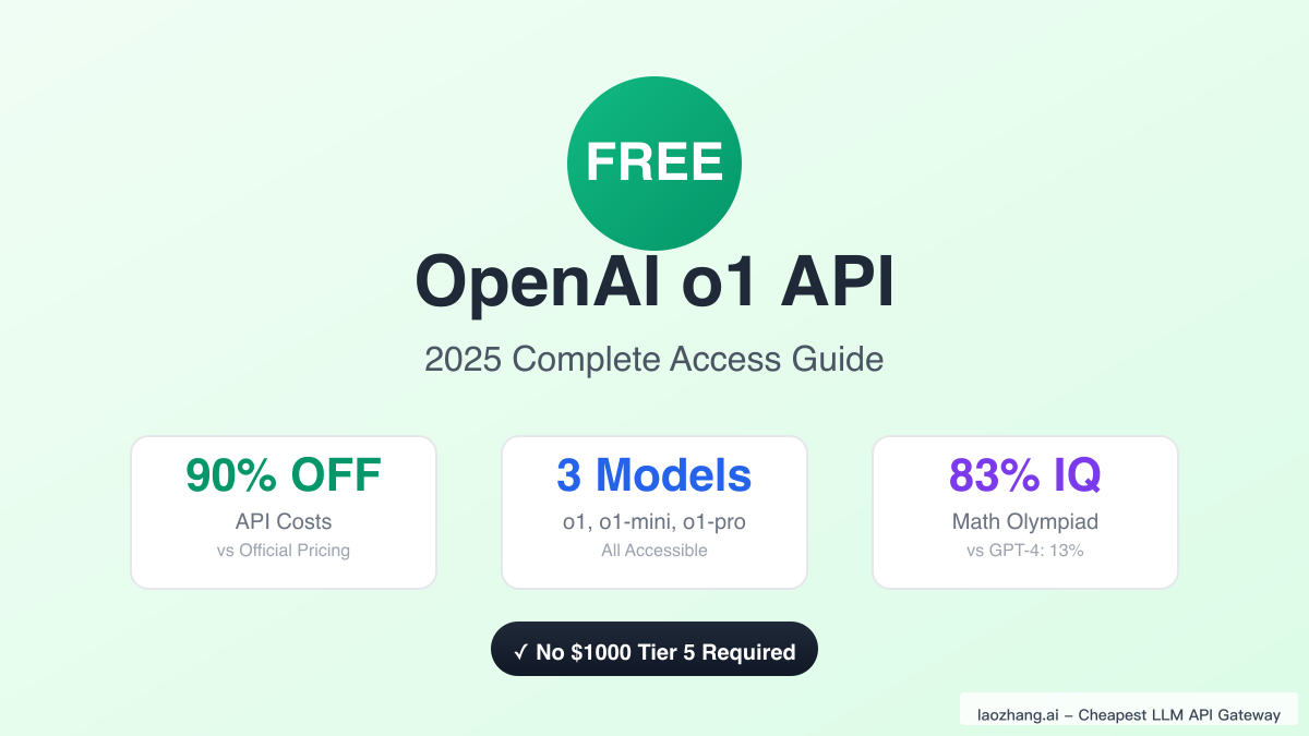 Free OpenAI o1 API: 2025 Complete Guide to Accessing Advanced Reasoning Models at 90% Lower Cost