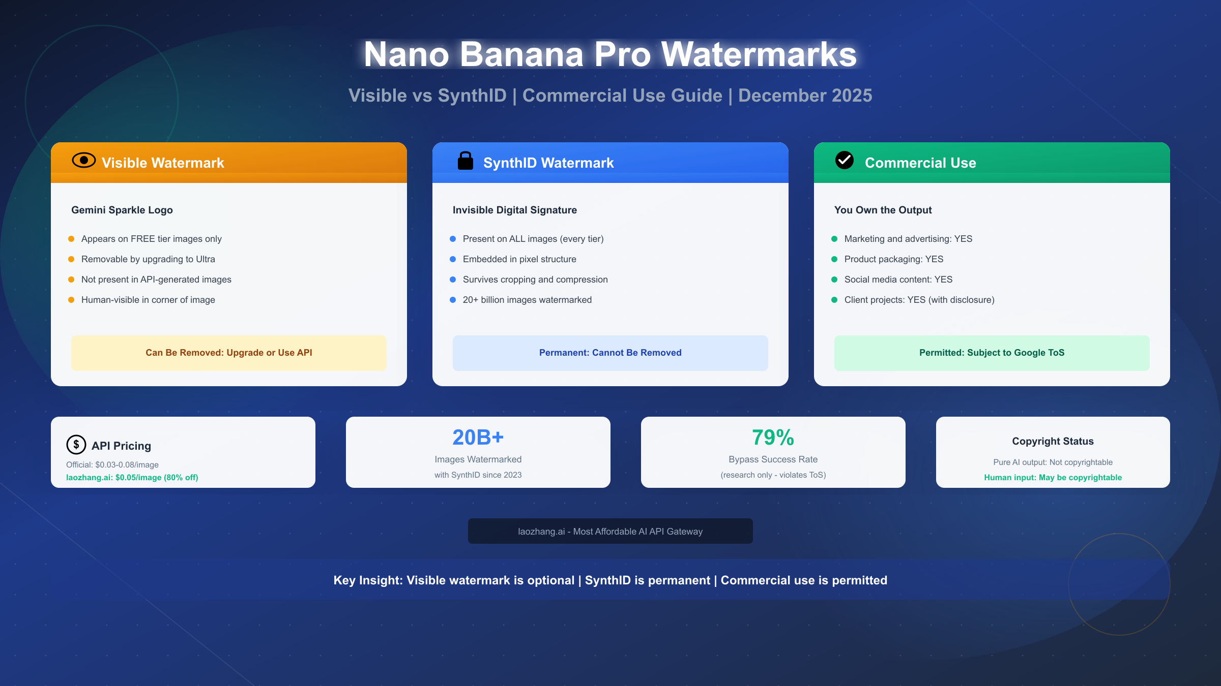 Nano Banana Pro Watermark Guide: Visible vs SynthID and Commercial Use Rights (2025)