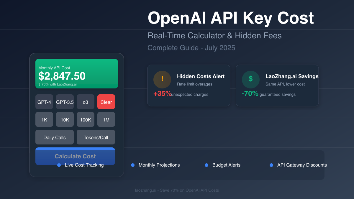 OpenAI API Key Cost: Real-Time Calculator, Hidden Fees & 70% Savings Guide (July 2025)