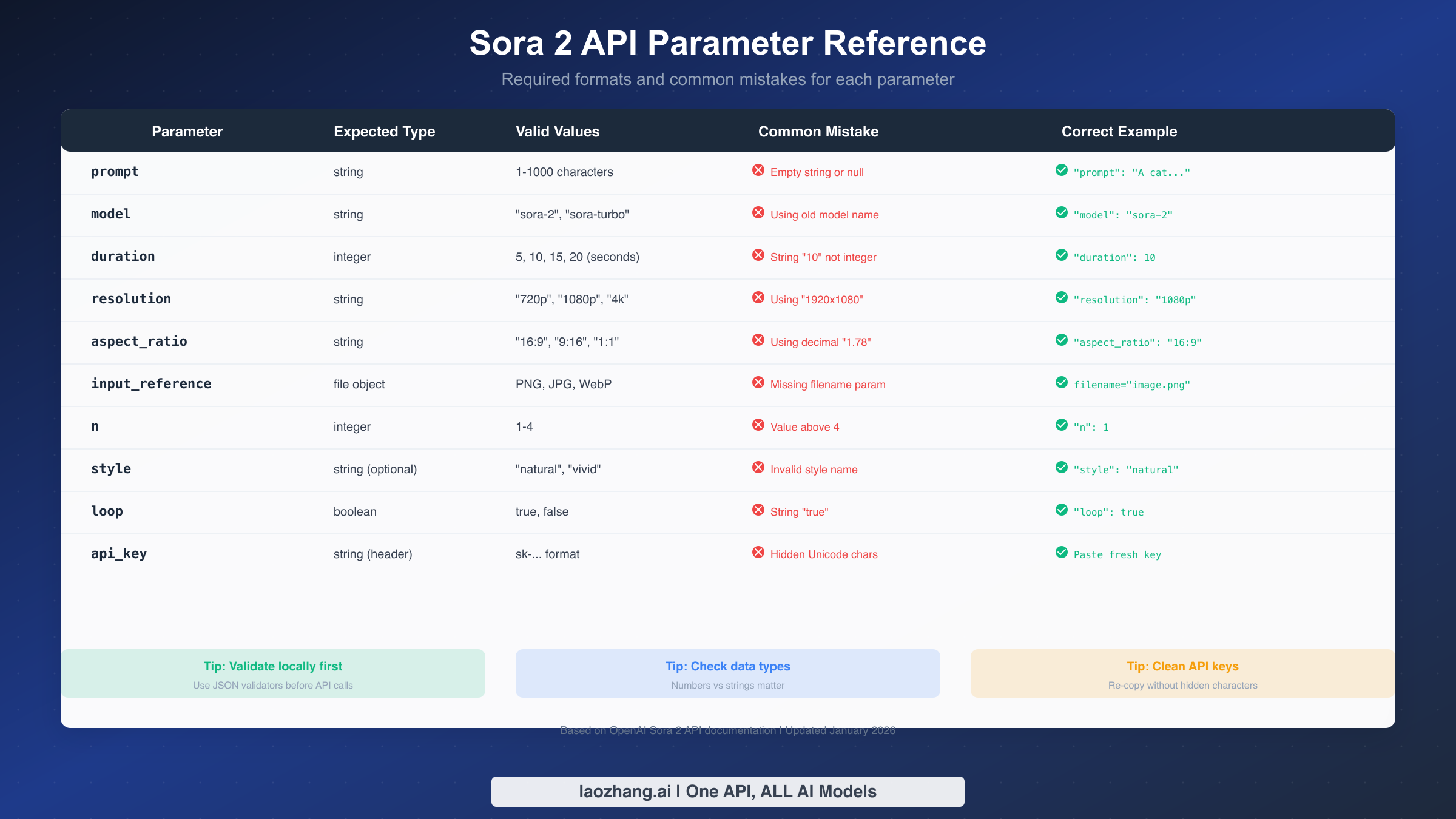 Sora 2 API Parameter Reference