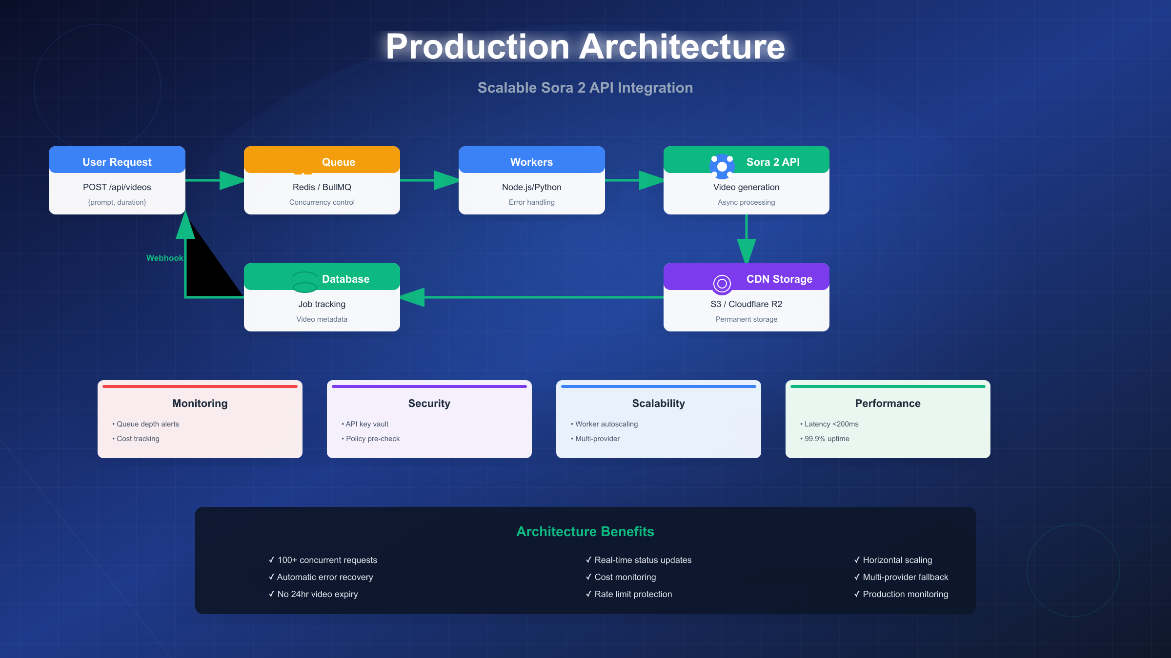 Production deployment architecture for Sora 2 API