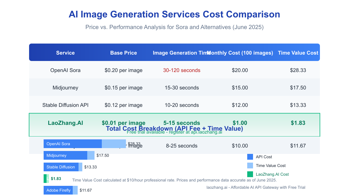 Pricing model comparison between different image generation services
