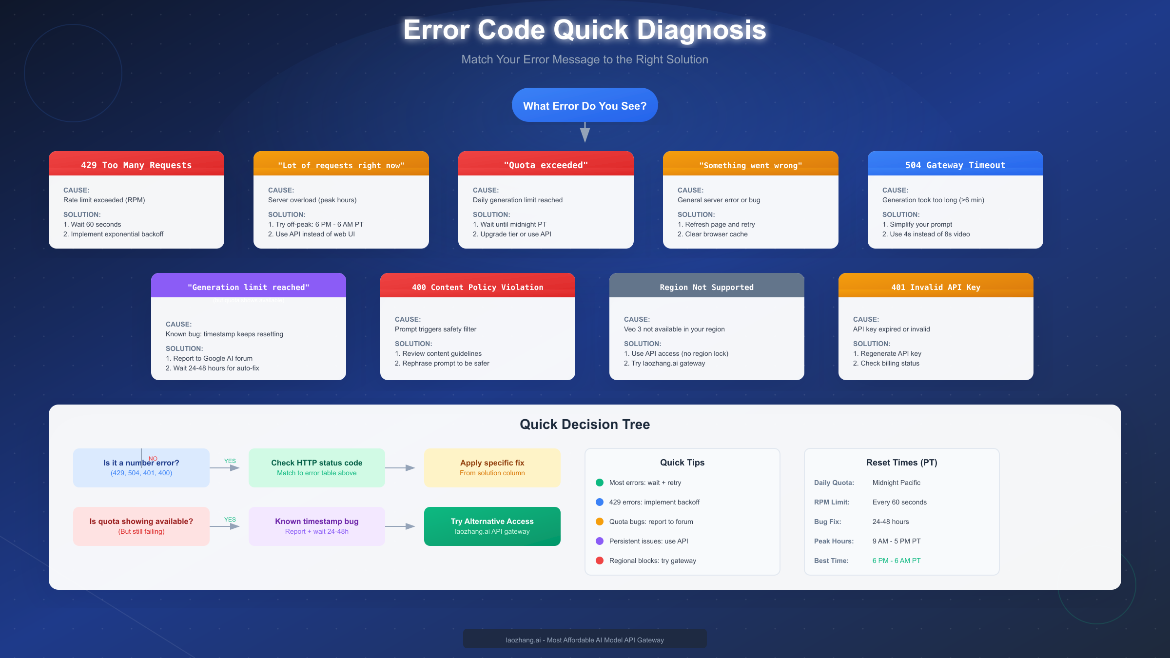 Veo 3.1 Error Diagnosis Quick Reference