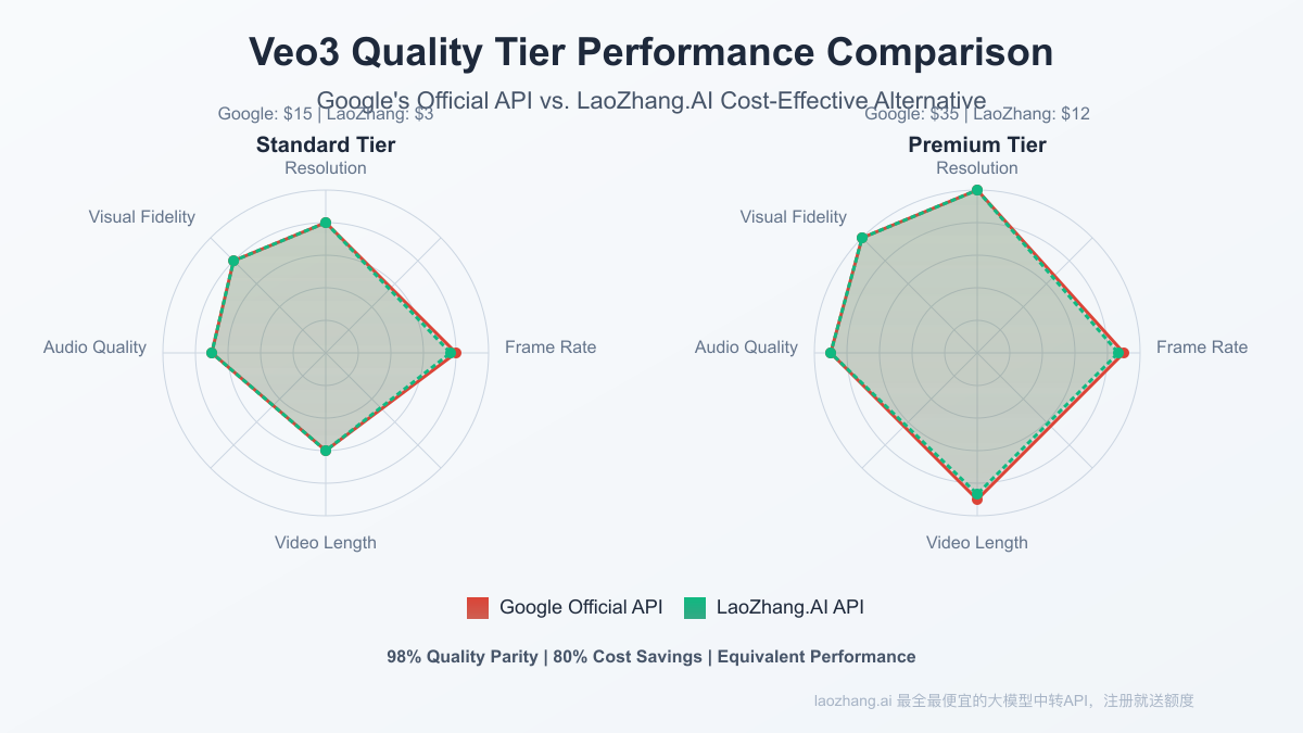 Performance comparison of different Veo3 quality tiers and pricing