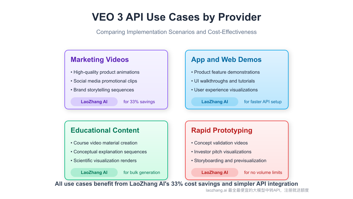 VEO 3 API Use Cases by Provider