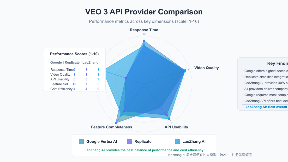 Performance comparison between different VEO 3 API providers