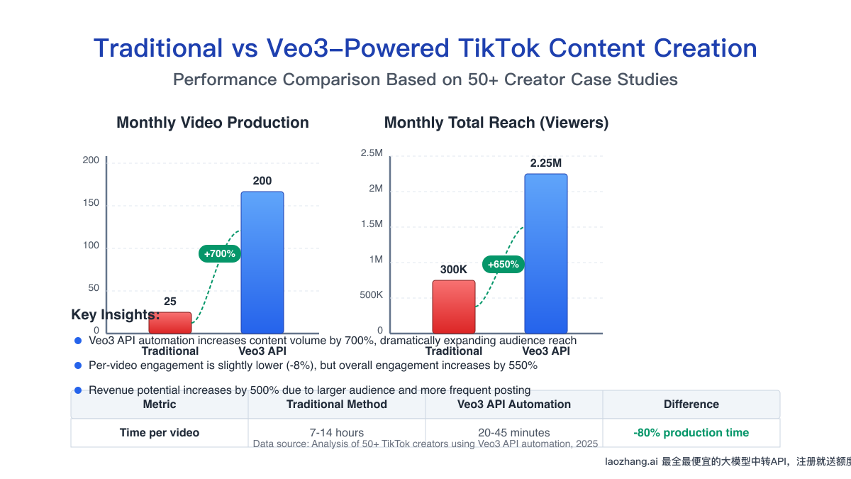 Performance comparison of traditional vs Veo3-powered TikTok content