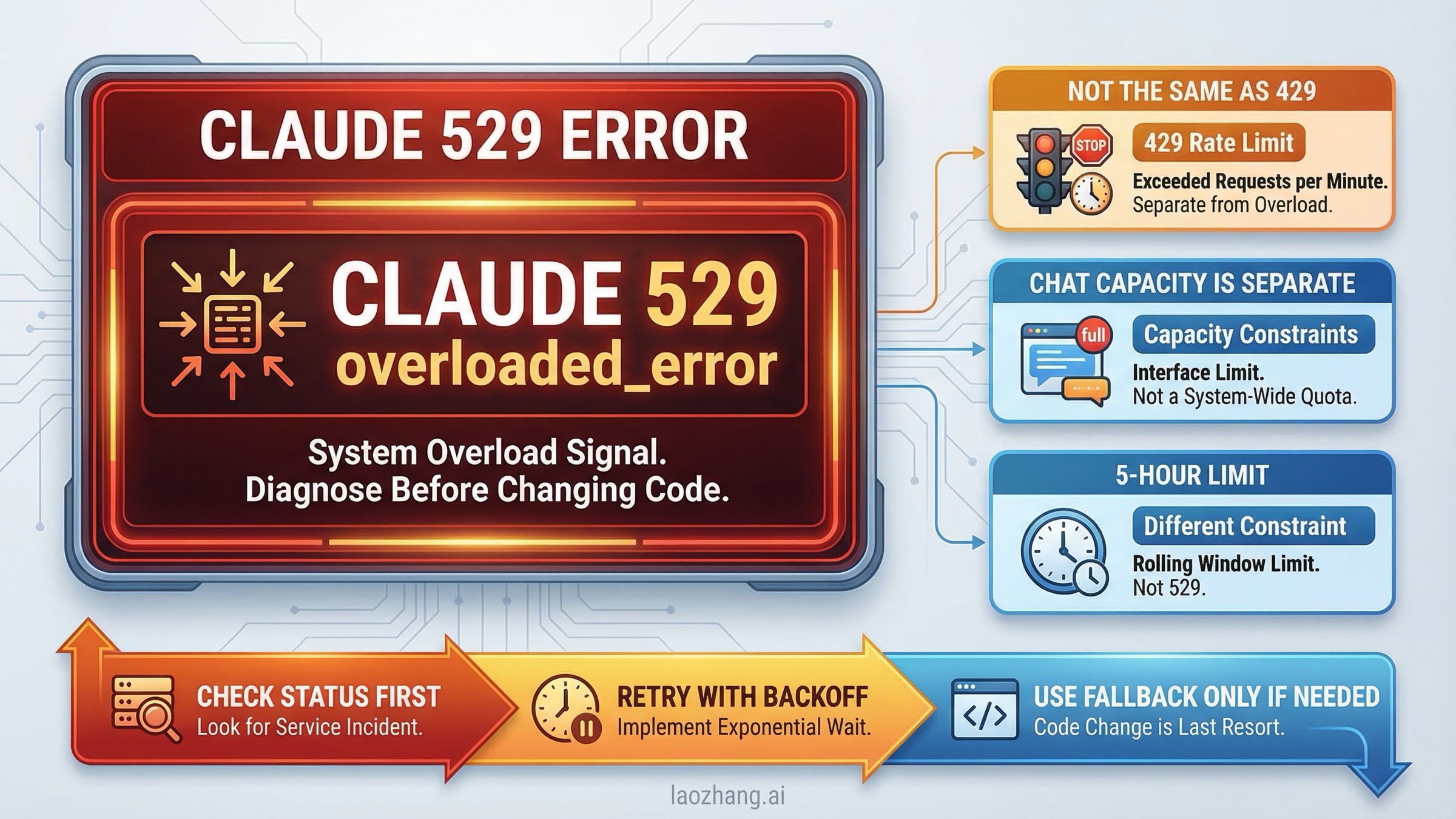 Claude 529 overloaded error と 429、ステータス確認フローを比較したガイド