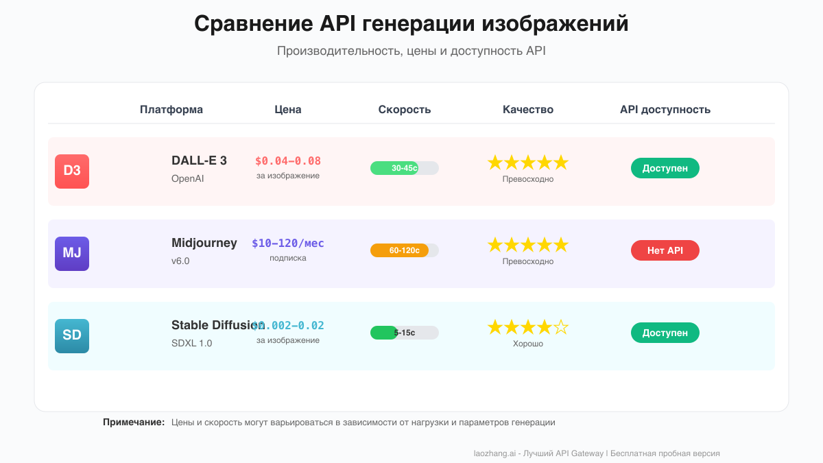 Сравнение API генерации изображений