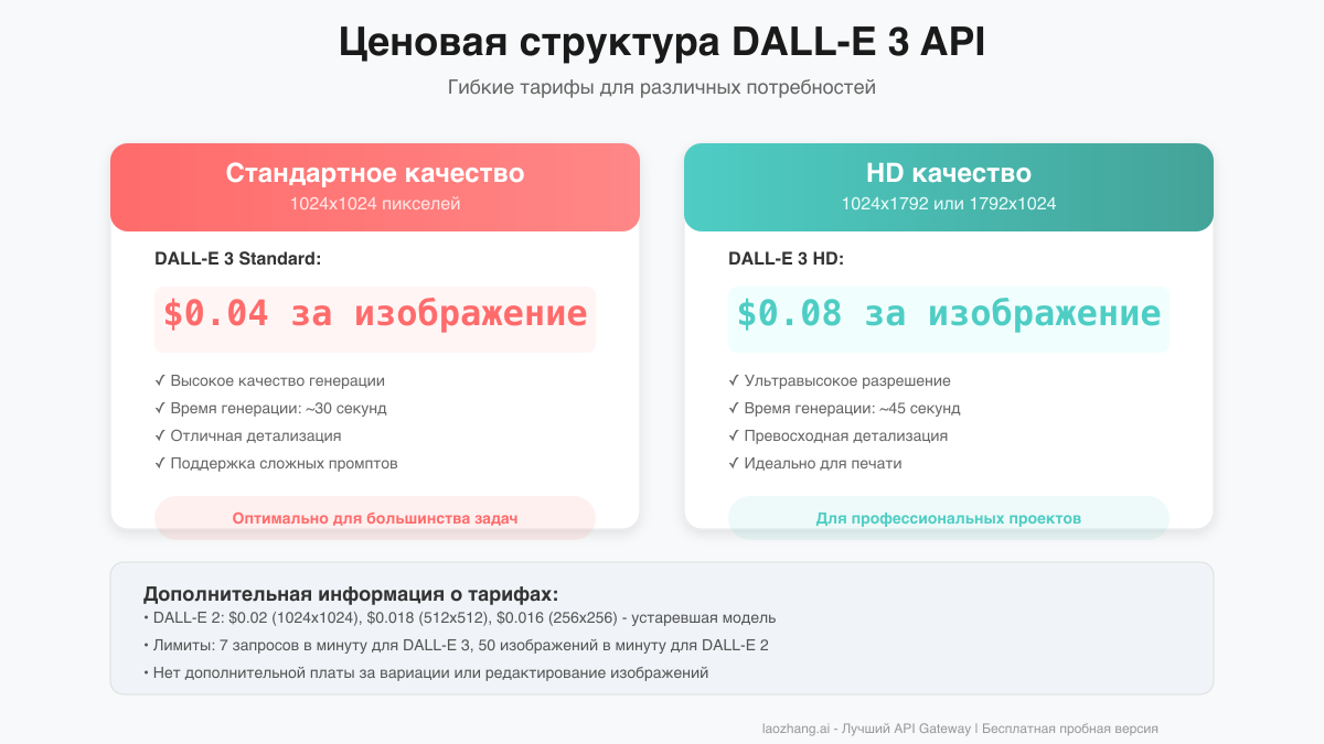 Ценовая структура DALL-E 3 API