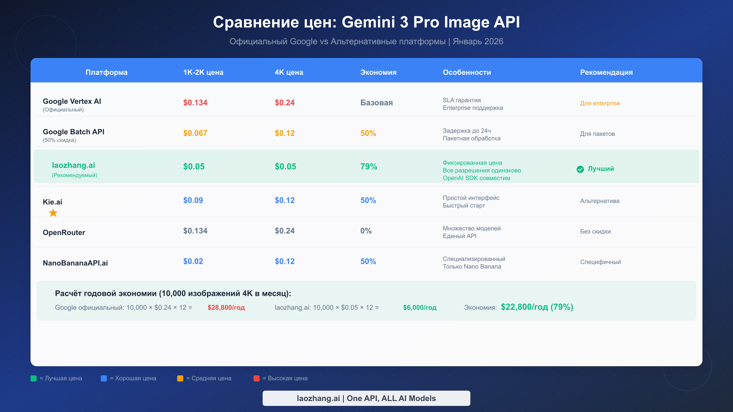 Сравнение цен Gemini 3 Pro Image API