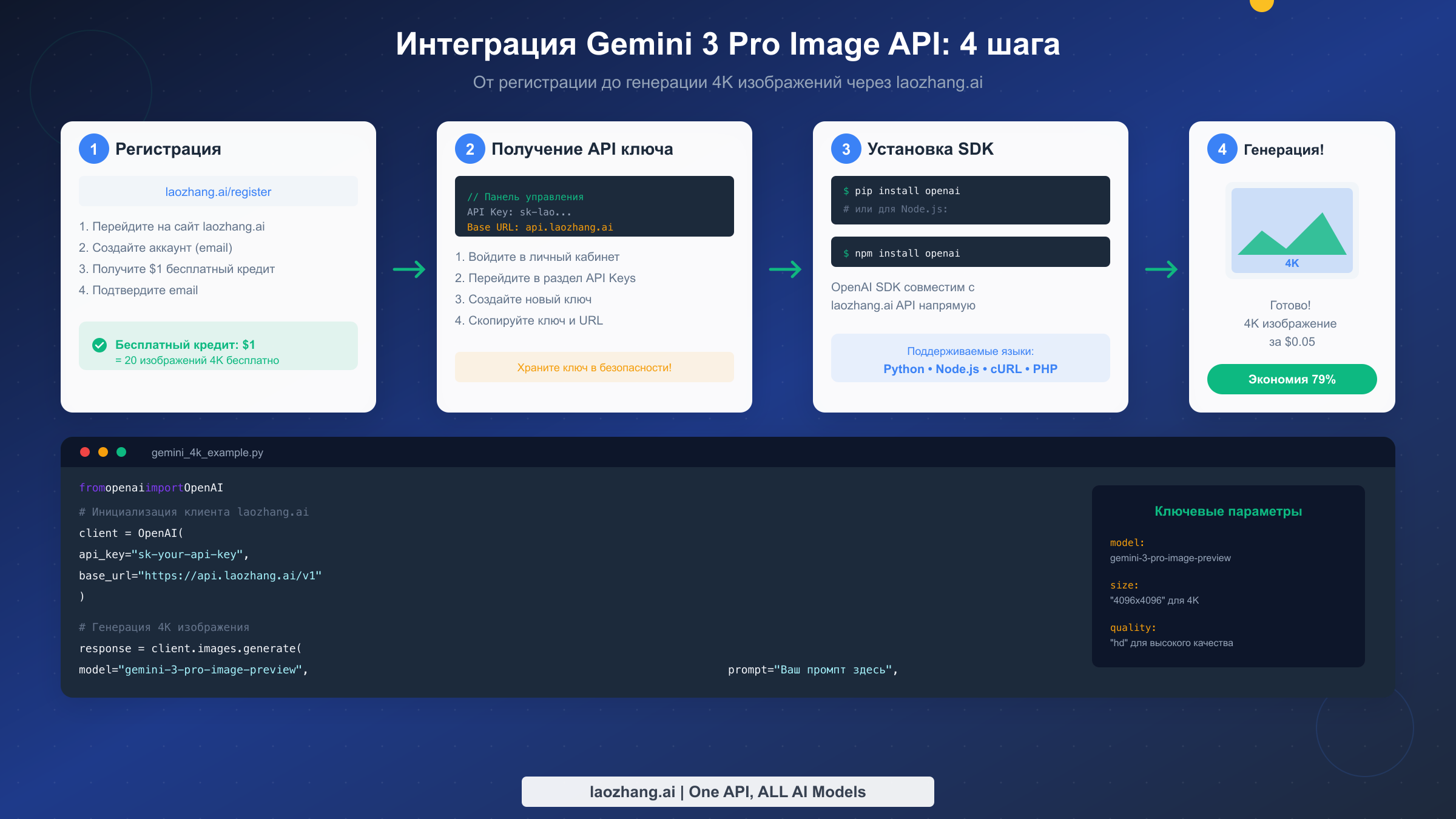 Пошаговая интеграция Gemini 3 Pro Image API
