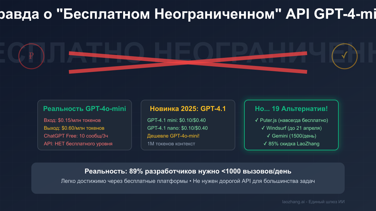 Бесплатный неограниченный API GPT-4-mini: правда о доступе к OpenAI и 19 реальных альтернатив
