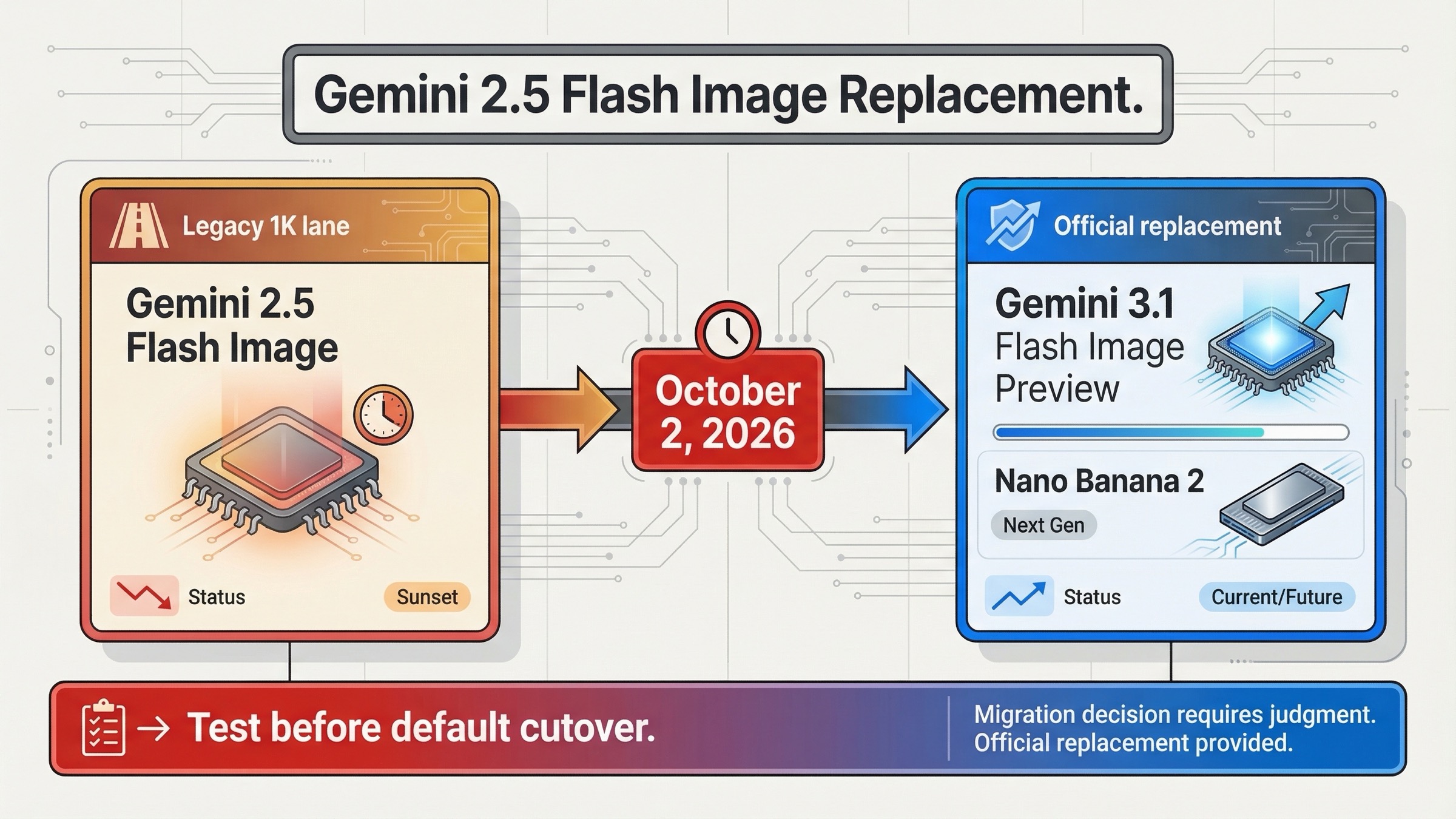 Гайд по замене Gemini 2.5 Flash Image с официальной моделью replacement и датой отключения