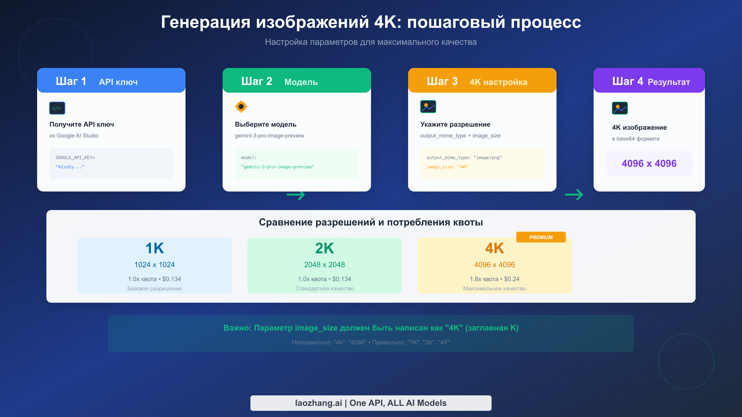 Пошаговый процесс генерации изображений 4K в Gemini 3 Pro Image