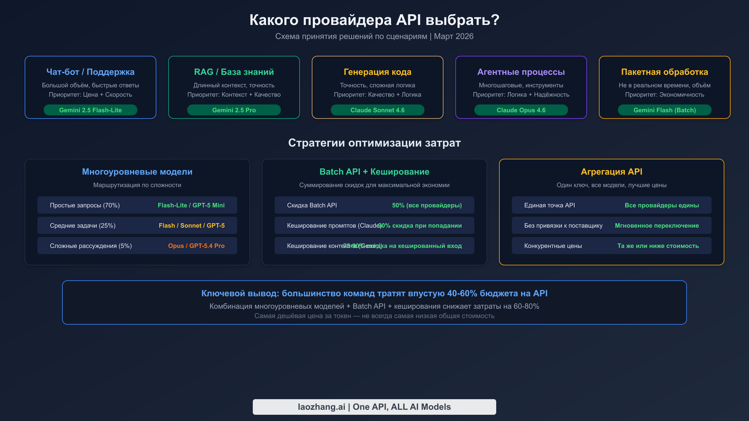 Схема принятия решений: рекомендуемые провайдеры API для различных вариантов использования