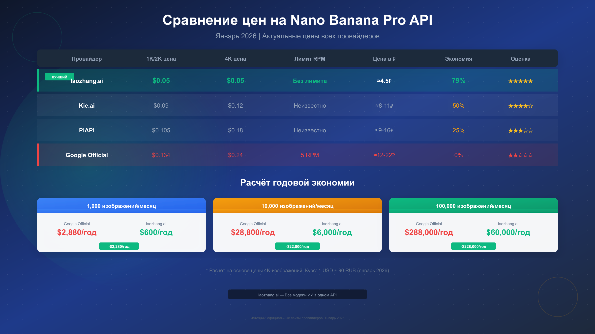 Сравнение цен на Nano Banana Pro API