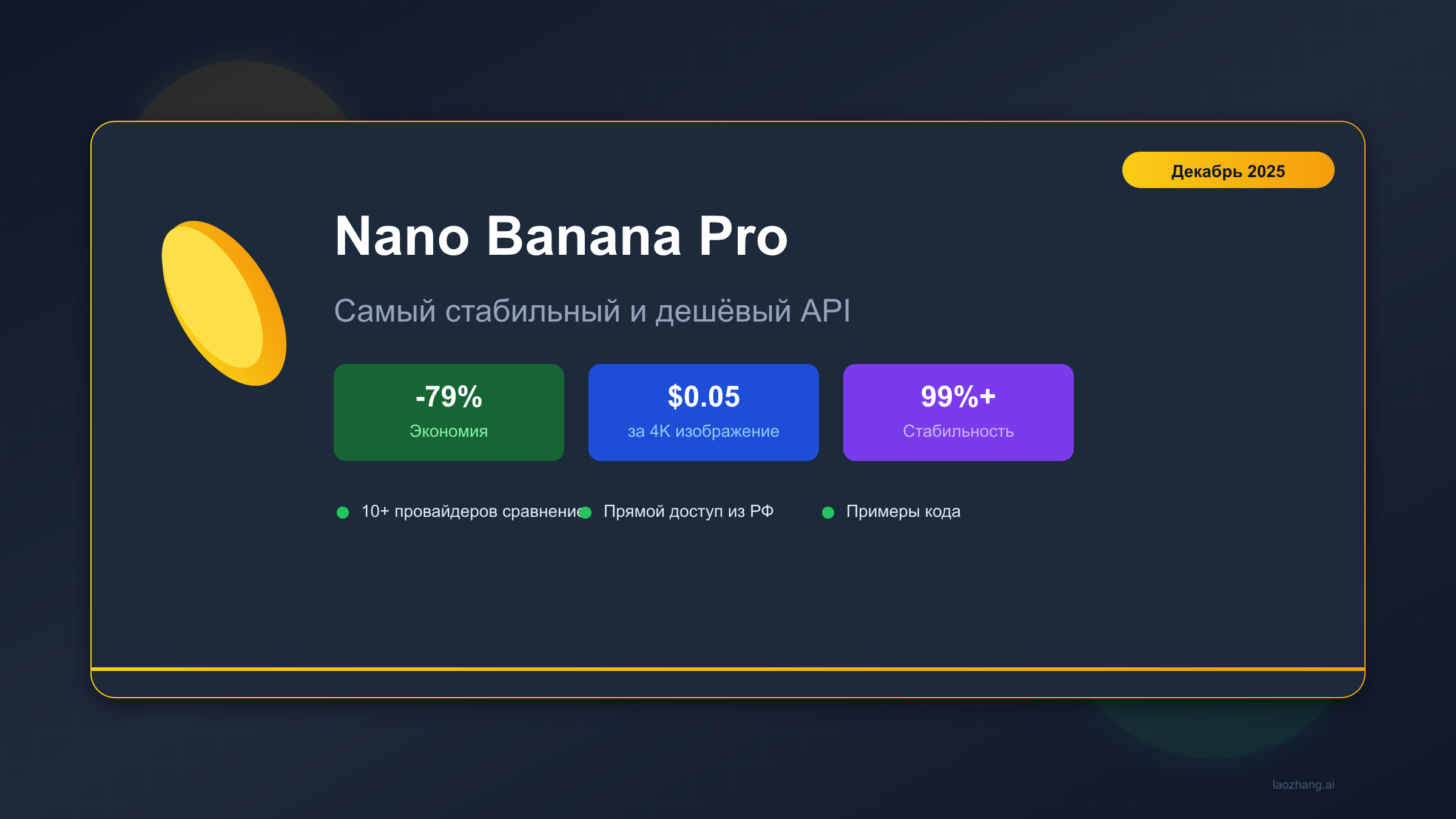 Nano Banana Pro: Самый стабильный и дешёвый API в 2025 году (экономия 79%)