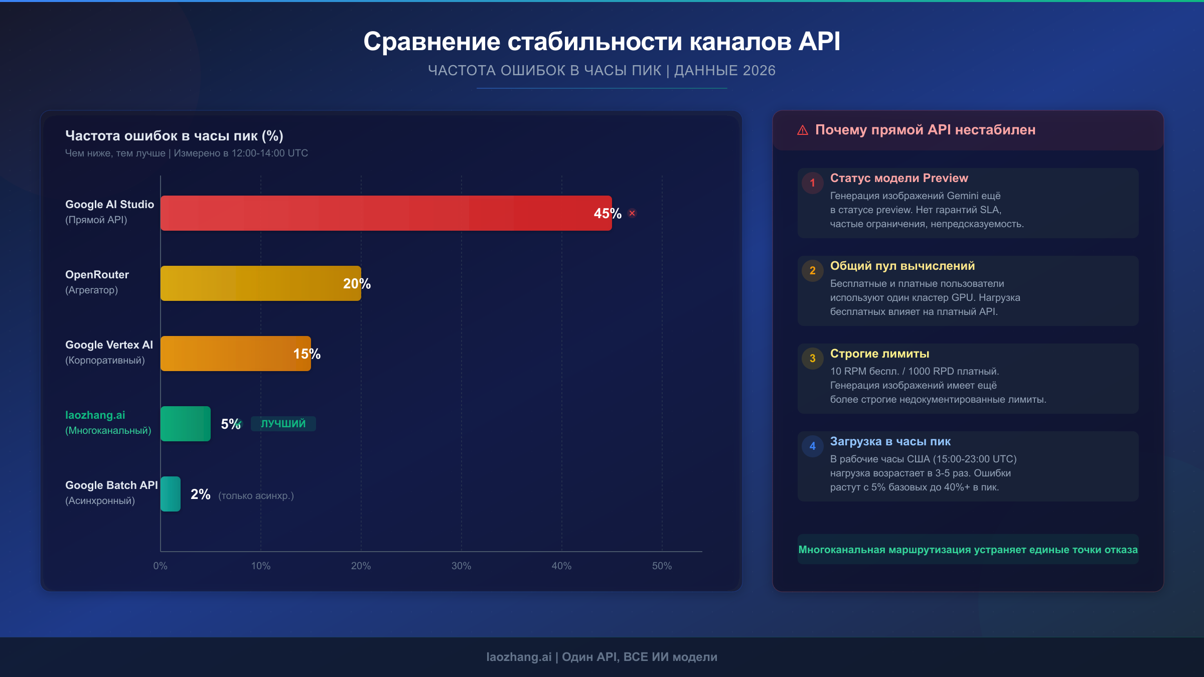 Сравнение стабильности API: частота ошибок на разных каналах в часы пик