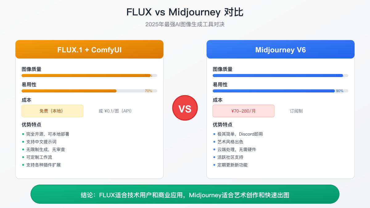 FLUX与Midjourney功能对比图