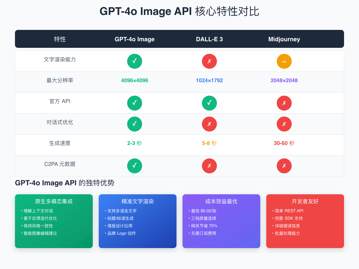 GPT-4o Image API核心特性对比
